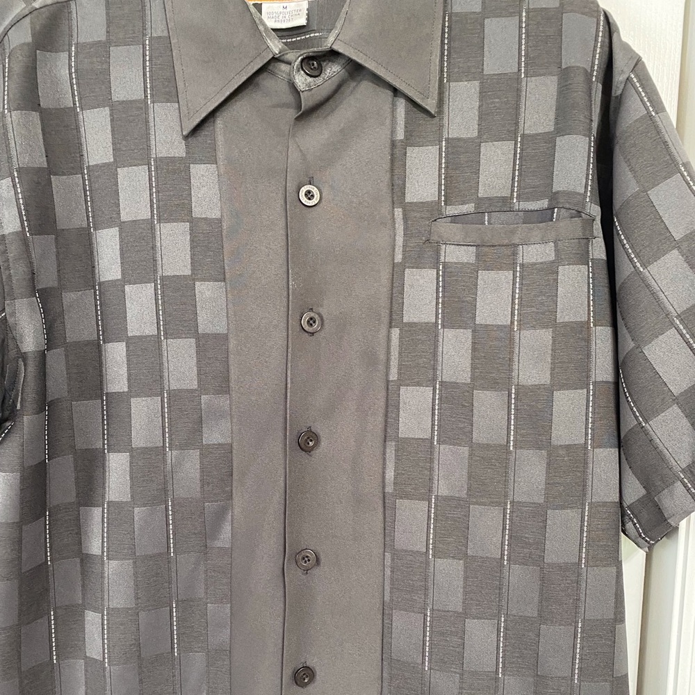 Daniel Ellissa Men’s Casual Button Up Shirt Size Medium Black Short Sleeves
